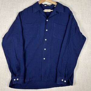 Vintage 1960s Worsted Wool Loop Collar Thare Large Button Down Shirt